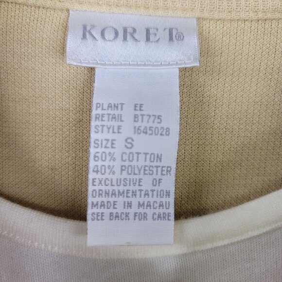 Koret Embroidered Beige Long Sleeve Top Size S With Shoulder Pads New Grannycore - Picture 5 of 10